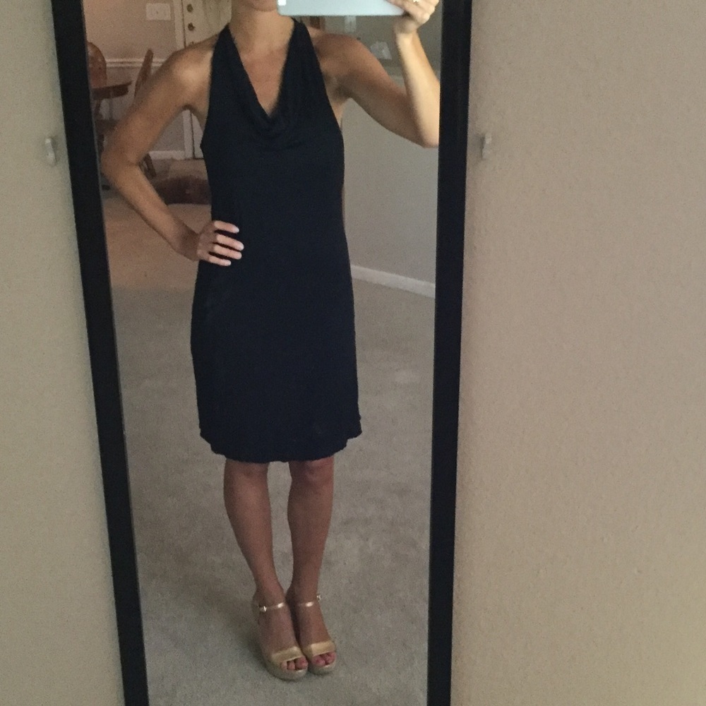 Black cotton knee length dress